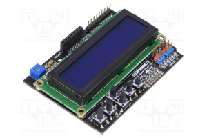 Näyttö: LCD 16x2 sininen 80x58mm LED Liitäntä: GPIO koukku-