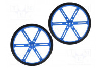 Wheel blue Shaft: D spring push-in Ø: 90mm Shaft dia: 3mm 2pcs.