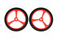 Wheel red Shaft: D spring push-in Ø: 40mm Shaft dia: 3mm W: 7mm