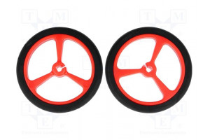 Wheel red Shaft: D spring push-in Ø: 40mm Shaft dia: 3mm W: 7mm