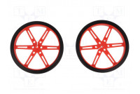 Wheel red Shaft: D spring push-in Ø: 80mm Shaft dia: 3mm W: 10mm