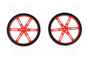 Wheel red Shaft: D spring push-in Ø: 80mm Shaft dia: 3mm W: 10mm