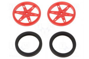 Wheel red Shaft: knurled push-in,screw Ø: 60mm Shaft dia: 4.8mm