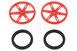 Wheel red Shaft: knurled push-in,screw Ø: 70mm Shaft dia: 5.8mm