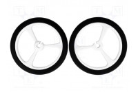 Wheel white Shaft: D spring push-in Ø: 40mm Shaft dia: 3mm