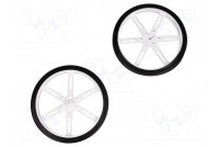 Wheel white Shaft: D spring push-in Ø: 80mm Shaft dia: 3mm