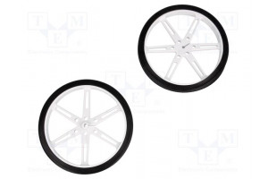 Wheel white Shaft: D spring push-in Ø: 80mm Shaft dia: 3mm