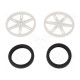 Wheel white Shaft: knurled push-in,screw Ø: 70mm W: 8mm 2pcs.