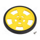 Wheel yellow Shaft: two sides flattened screw Ø: 69mm W: 7.62mm