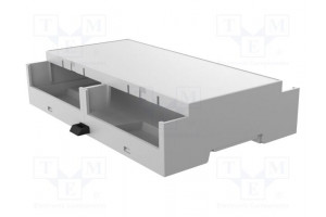 Kotelo: DIN-kiskolle Y: 90mm X: 142mm Z: 32mm harma Mod.määrä: 8