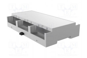 Kotelo: DIN-kiskolle Y: 90mm X: 158mm Z: 32mm harma Mod.määrä: 9