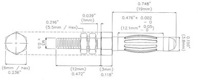 BANAANILIITIN 4mm M3 KIERTEELLÄ 10kpl sarja