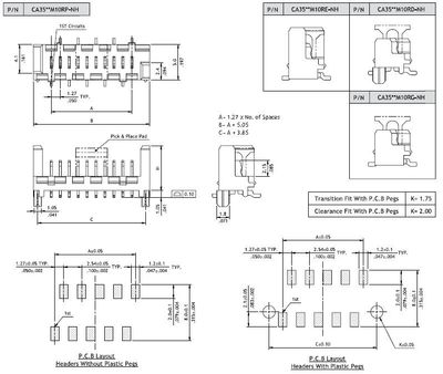 1.27mm Flat Cable conn 4pole smd male t&r