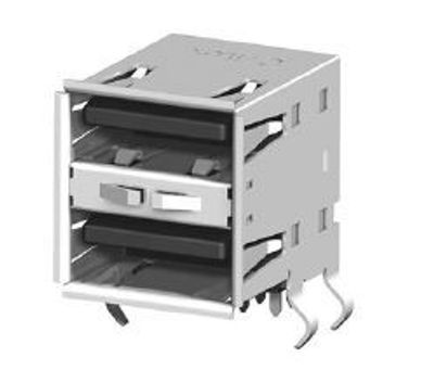 USB-A dual RA pcb flash Au black