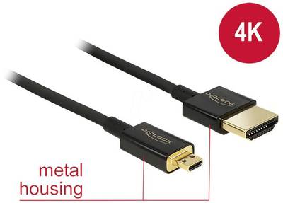 DeLock Erikoislyhyt MicroHDMI-HDMI-kaapeli 0,25m