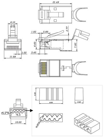 RJ45-PURISTUSLIITIN CAT7 FTP