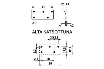 PCB-RELE 1-VAIHTO 12A 12VDC