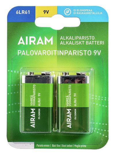 Airam Vihreä voimaparisto alkali 9V 6LR61 2kpl Airam Vihreä voimaparisto alkali 9V 6LR61 2kpl