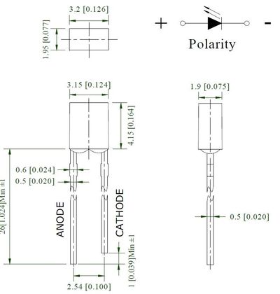 LED 3,2x2mm VALKOINEN 5500K 1cd
