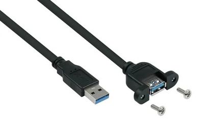 USB 3.0 JATKOKAAPELI A-UROS / NAARAS paneeliin 30cm