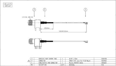 Murata MXTK92 - SMA(F) R/A naaras, L-110mm Murata MXTK92 - SMA(F) R/A naaras, L-110mm