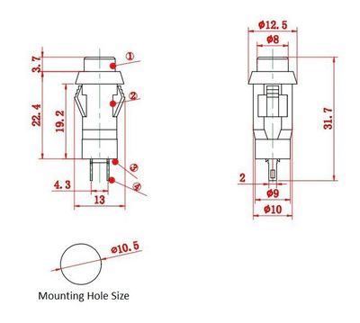 PAINOKYTKIN JOHDOILLA 20cm PUNAINEN