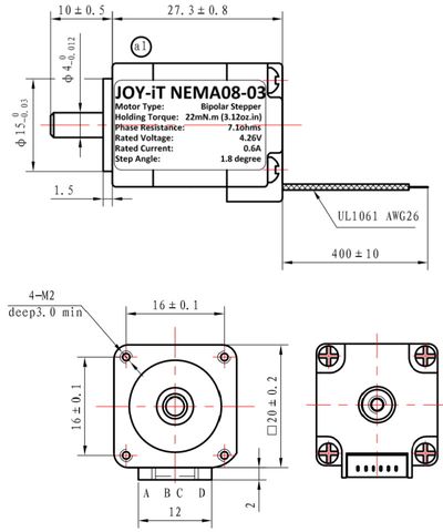 ASKELMOOTTORI NEMA08 4,3V 0,6A 1,8ast