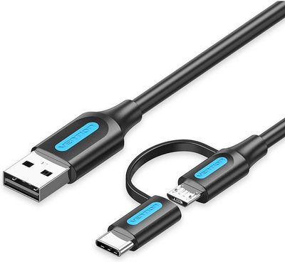 Vention USB-2.0 KAAPELI A-UROS / USB-C/microB 0,5m