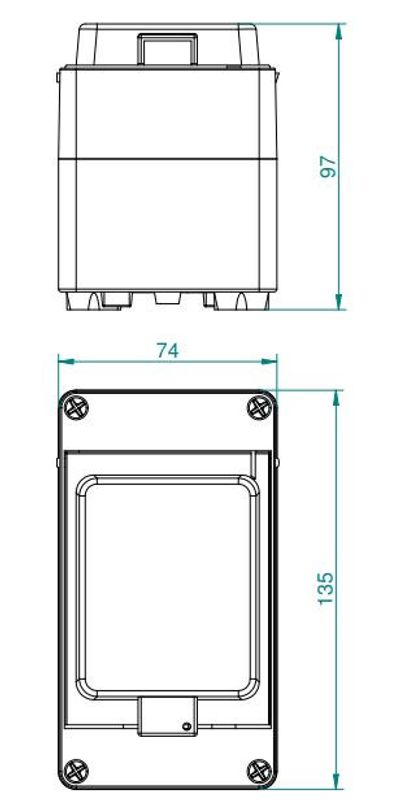 MUOVIKOTELO LÄPINÄKYVÄLLÄ KANNELLA IP65 135x74x97mm