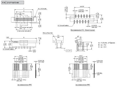 FFC 1,0mm 10pole Vertical ZIF Sn t&r