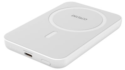 Varavirtalähde 5000mAh, langaton lataus, USB-C PD 20W, magneetti, valkoinen