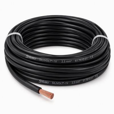 Stäubli 61.7610-22 Silivolt-1V supertaipuisa musta silikonikaapeli 2,5 mm2