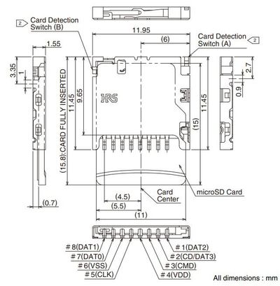 Hirose DM3D-SF microSD Card Connector