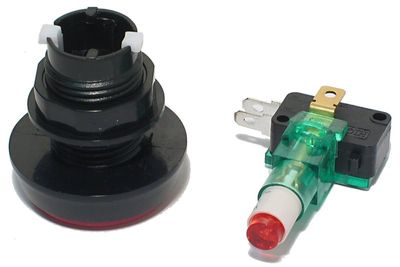 MIKROKYTKIN ISOLLA PAINIKKEELLA JA PUNAISELLA 12V LEDIVALOLLA