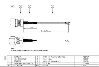 U.FL - SMA naaras mikrokoaksiaali välikaapeli 50mm 