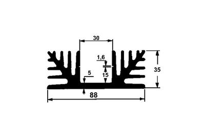 ALUMIINIPROFIILI 88x50x35mm TO-3 KOTELOLLE ALUMIINIPROFIILI 88x50x35mm TO-3 KOTELOLLE
