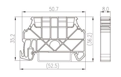 Dinkle SS5N, Screwless End Stop DIN 35x15/35x7.5, W8mm, BG