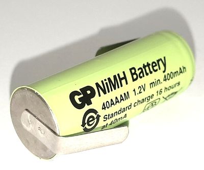 2/3 AAA-AKKU NiMH 1,2V 400mAh JUOTOSLIPOILLA