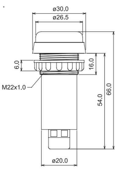 LED-MERKKIVALO Ø22mm 230V PUNAINEN