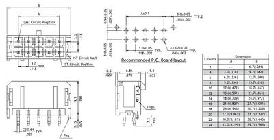 3,0mm 8pole male tin UL 94V-0