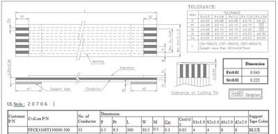FFC kaapeli 0,5mm 33nap. Tinattu 300mm FFC kaapeli 0,5mm 33nap. Tinattu 300mm