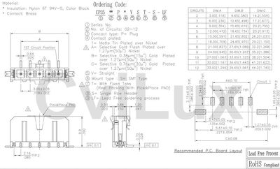 3,0mm 1x4pole smd male vertical smd tabs Sn 3,0mm 1x4pole smd male vertical smd tabs Sn