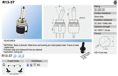 1-NAPAINEN VIPUKYTKIN ON/ON 1-NAPAINEN VIPUKYTKIN ON/ON