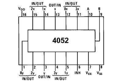 CMOS-LOGIIKKAPIIRI MUX 4052 DIP16 CMOS-LOGIIKKAPIIRI MUX 4052 DIP16