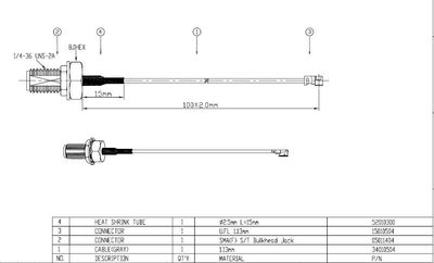 U.FL - SMA paneeli naaras Ø1,13mm mikrokoaksiaali välikaapeli 100mm U.FL - SMA paneeli naaras Ø1,13mm mikrokoaksiaali välikaapeli 100mm