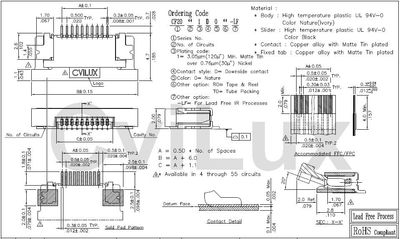 FFC 0,5mm 18pole horizontal smd bottom ZIF tube