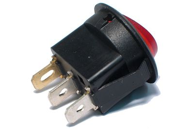 KEINUKYTKIN PYÖREÄ 1-NAP ON/OFF 6,5A 250VAC punainen valo