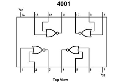 CMOS-LOGIIKKAPIIRI NOR 4001 SO14