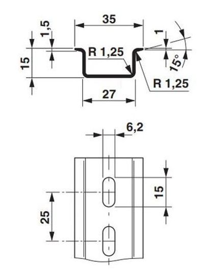 PINTAKÄSITELTY KORKEA 35mm DIN-KISKO 25cm