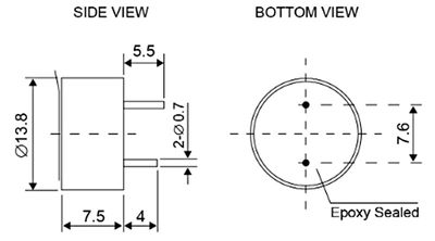 PIEZO SUMMERI PIIRILEVYLLE 3-15V 85dB